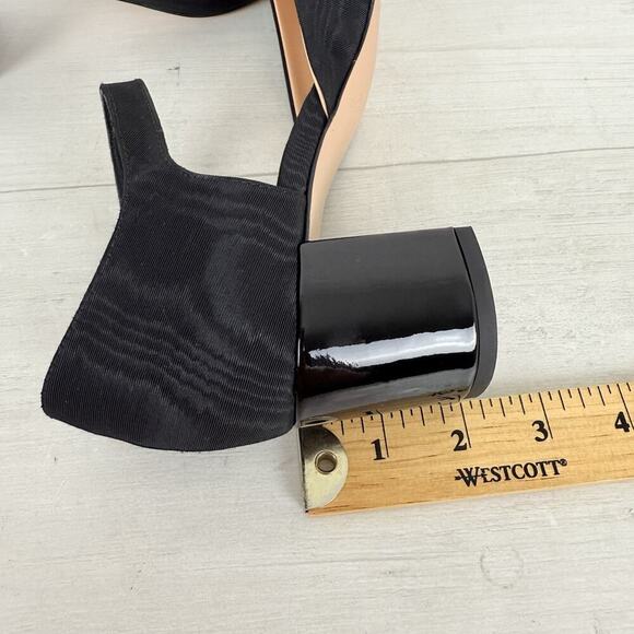 J.Crew Millie Ankle Strap Heels Size 8 Black Moiré Italian Leather Holiday Dance - Picture 12 of 16